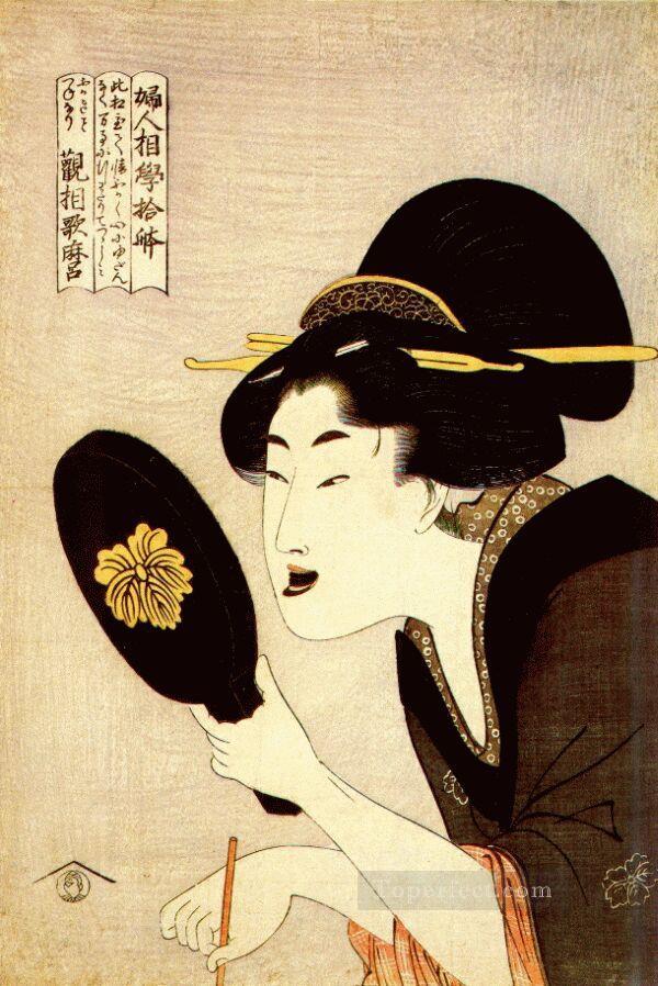 お歯黒の儀式に集う女性たち 喜多川歌麿 浮世絵美人が油絵